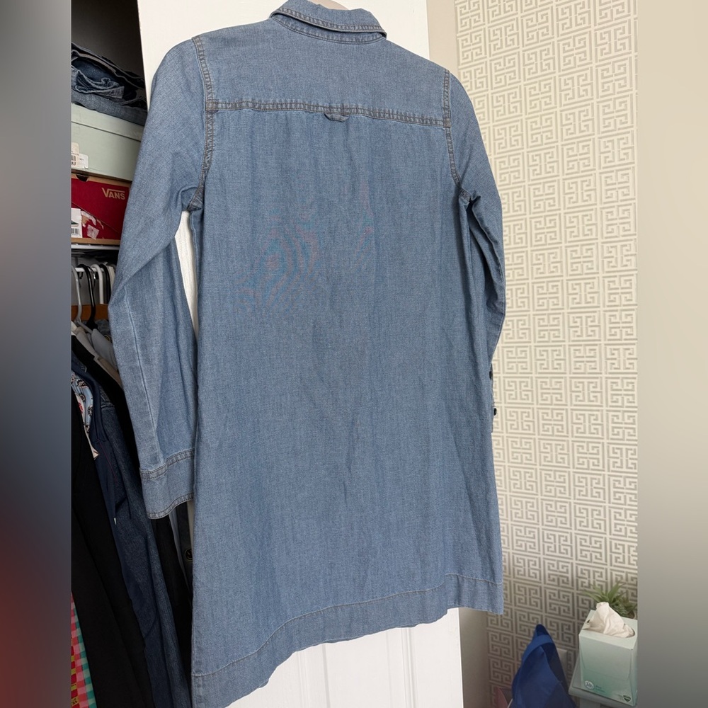 J. Crew Chambray Button-Up Shirt Dress in Light Blue - Picture 6 of 8